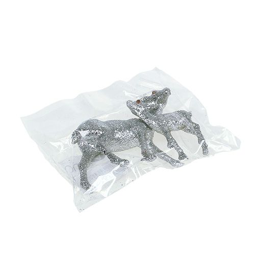 Floristik24 Szarvas őzbarna 10cm ezüsttel csillámmal