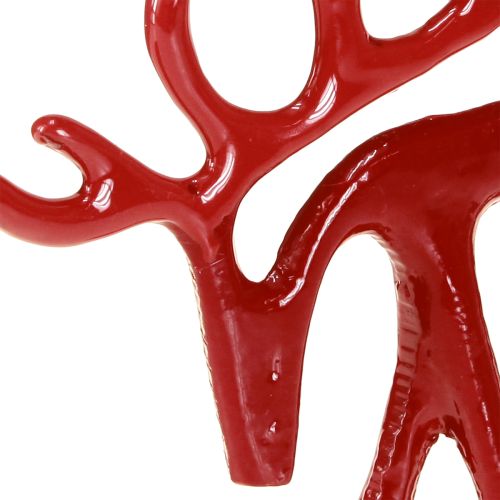Floristik24 Rénszarvas dekorációs figura fém asztaldísz karácsonyi piros 15cm