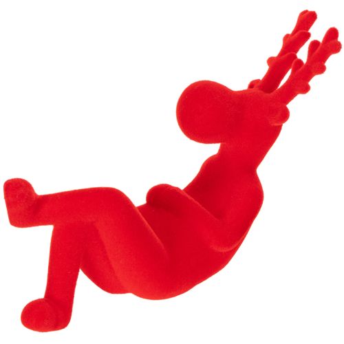 Dekoratív vörös rénszarvas figura, fekvő, modern dizájn, 24 cm, 2 darab | Floristik24.hu
