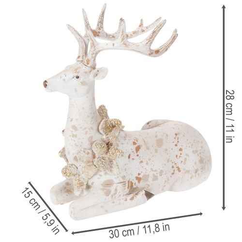 Dekoratív figura ülő szarvasról aganccsal, 30 cm | Floristik24.hu