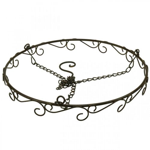 Floristik24 Dekoratív gyűrű akasztáshoz Horog rozsda megjelenésű gyűrű Ø30,5 cm