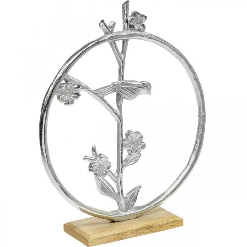 Asztali díszrugó, díszgyűrű madár deco ezüst H32,5cm