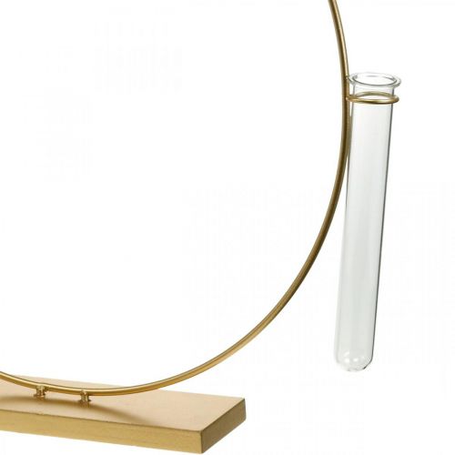 Floristik24 Díszgyűrű állvánnyal és kémcsővel Fémgyűrű Arany Ø35cm