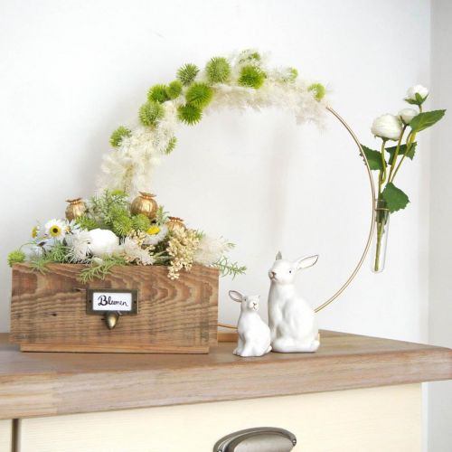 Floristik24 Díszgyűrű állvánnyal és kémcsővel Fémgyűrű Arany Ø35cm