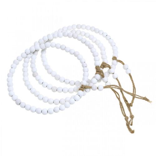 tételeket Dekoratív fa gyűrű Shabby Chic fehér Ø19cm, esküvői, tavaszi, ajtódekoráció, 4 db-os szett