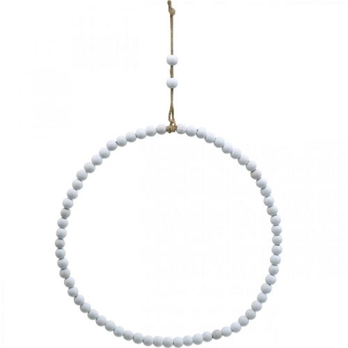 Gyöngygyűrű, tavaszi, díszgyűrű, esküvői, felakasztható koszorú fehér Ø28cm 4db