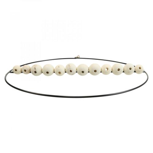 tételeket Díszgyűrű, fém, fa gyöngyök, Ø30cm, fekete, fehér, natúr, 4 db-os készlet