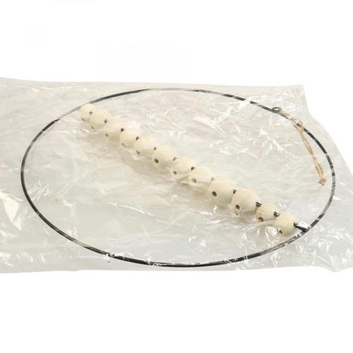 tételeket Díszgyűrű, fém, fa gyöngyök, Ø30cm, fekete, fehér, natúr, 4 db-os készlet