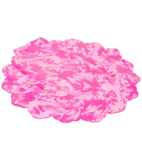Rózsaszín Rondella virággallér csokrokhoz, 48cm