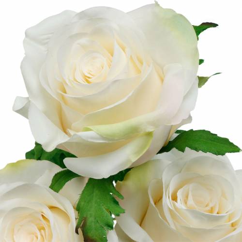 tételeket Fehér rózsa száron selyemvirág Műrózsa 3db