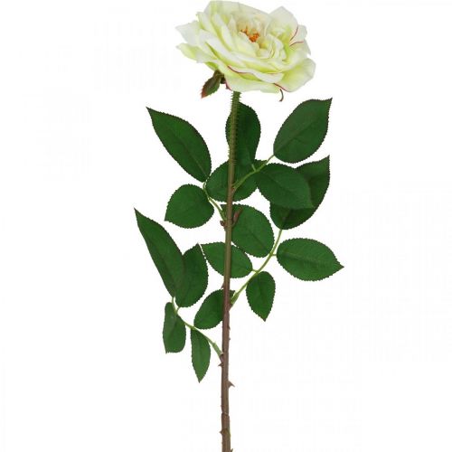 Műrózsa, díszrózsa, selyemvirág krémfehér, zöld L72cm Ø12cm
