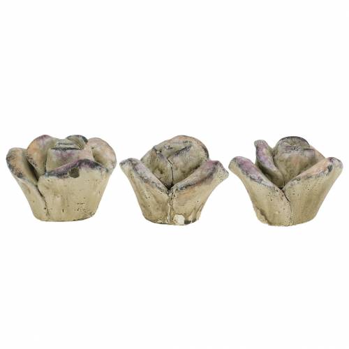 Floristik24 Beton rózsa szürke, lila Ø7,7 H5,5cm 3 db