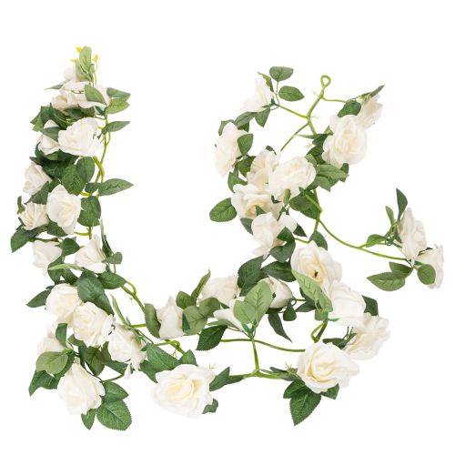 Műrózsa füzér fehér virágokkal díszítésként, 170 cm
