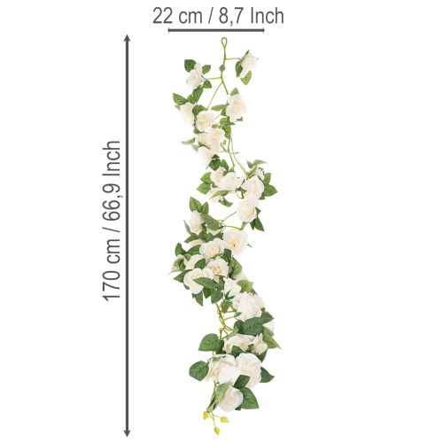 Műrózsa füzér fehér virágokkal díszítésként, 170 cm | Floristik24.hu