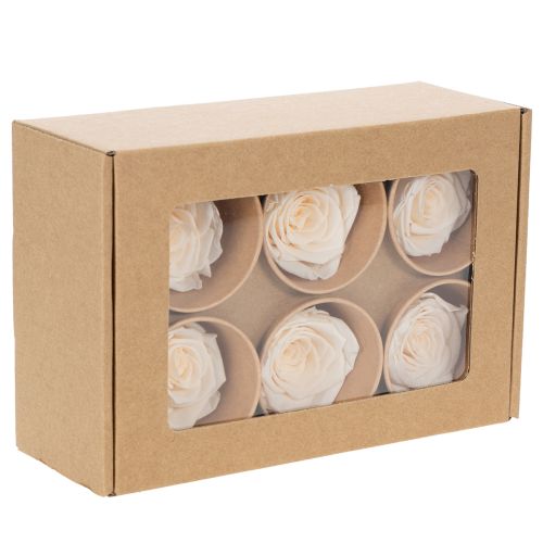 tételeket Rózsafejek, tartósított virágok elegáns virágdíszekhez, 5 cm, 6 darab