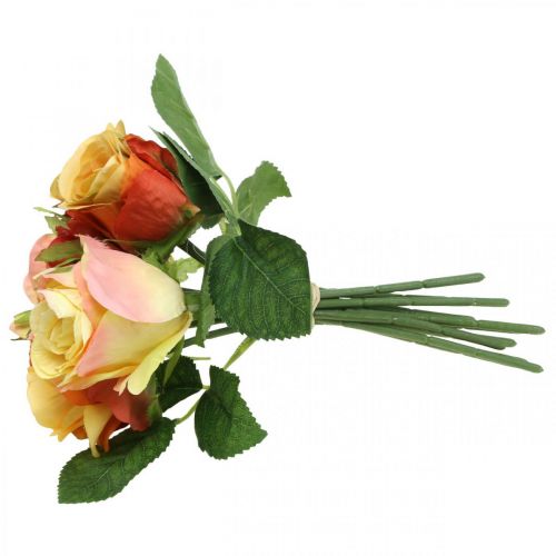 tételeket Narancssárga rózsacsokor Ø17cm H25cm művirág dekoráció őszi esküvői asztaldíszítés