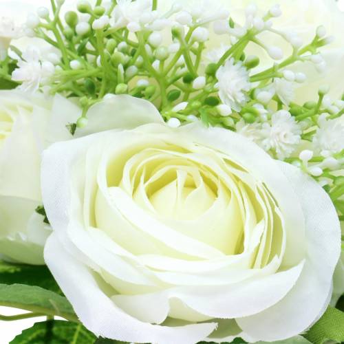 Floristik24 Gypsophila fehér rózsacsokor 26cm