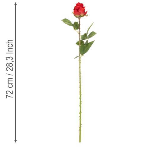 Rózsaág selyemvirág műrózsa piros 72cm 3db | Floristik24.hu