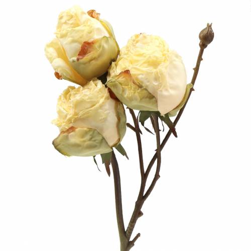 Floristik24 Mesterséges rózsaág krém fehér 45cm