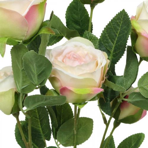tételeket Rózsaág, selyem rózsák, műág rózsaszín, krém L66cm Ø3/5cm