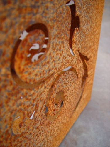 Floristik24 Barokk kocka rozsdás fémből, 26 cm x 26 cm