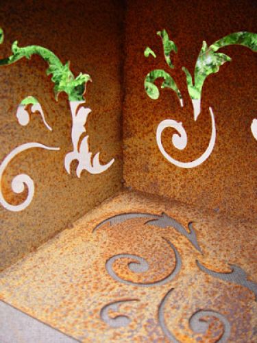 Floristik24 Barokk kocka rozsdás fémből, 26 cm x 26 cm