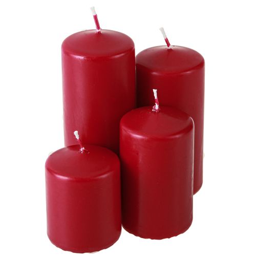 Floristik24 4 db különböző magasságú piros adventi gyertya 6/8/10/12 cm