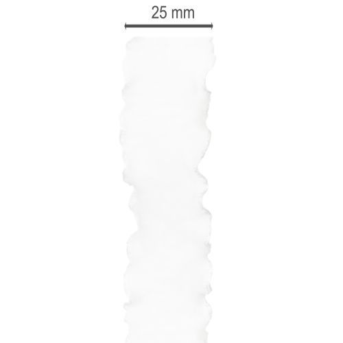Fehér fodros organza szalag, díszszalag, 25 mm széles, 10 m hosszú | Floristik24.hu