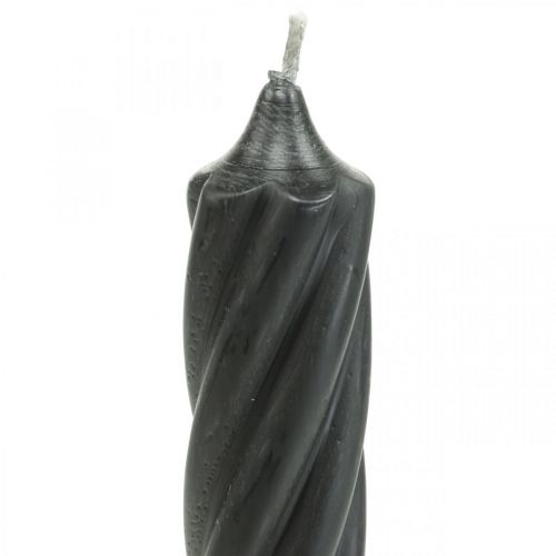 tételeket Rusztikus gyertyák, botgyertyák, egyszínű fekete, 250/28 mm, 4 db