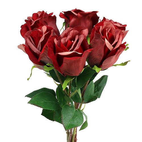 Floristik24 Bársony rózsa piros Ø8cm L45cm 6db
