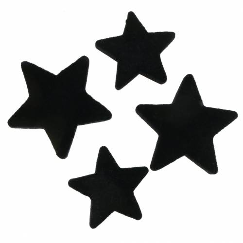 tételeket Szórt dekorációs csillagok bársonyfekete 4/5cm 40db