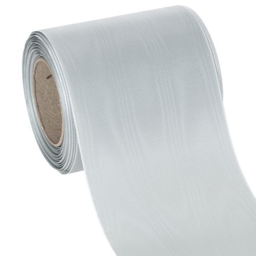 Floristik24 Szatén koszorúszalag, ezüst, 100 mm széles, 25 m hosszú, temetési koszorúkhoz, emlékkoszorúkhoz és évfordulókhoz, időjárásálló és komposztálható