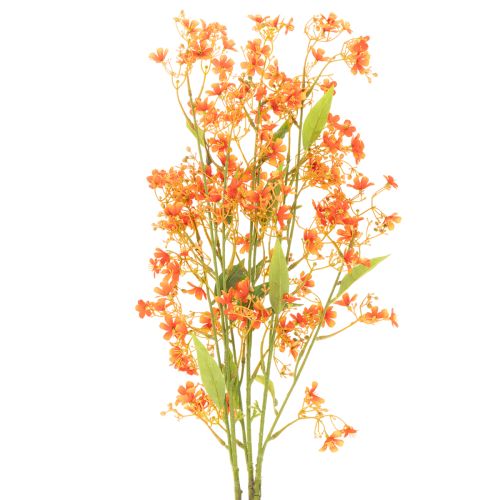 Művirág orchidea ág narancssárga filigrán szobadekoráció 110cm 3db