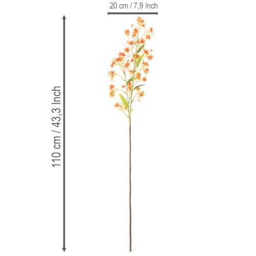 Művirág orchidea ág narancssárga filigrán szobadekoráció 110cm 3db | Floristik24.hu