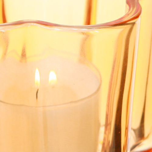 tételeket Tálüveg teamécses tartó virág narancs Ø7,5cm H6cm 6db