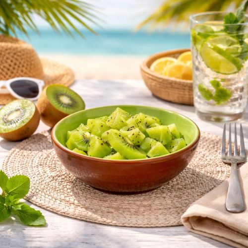 tételeket Kerámia tálalótál, kiwi mintával. Ideális stílusos étkezőasztalokhoz és büféasztalokhoz. 15 cm