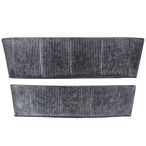 tételeket Tál ovális fém fekete szürke Vintage 32,5/37 cm 2 db-os készlet