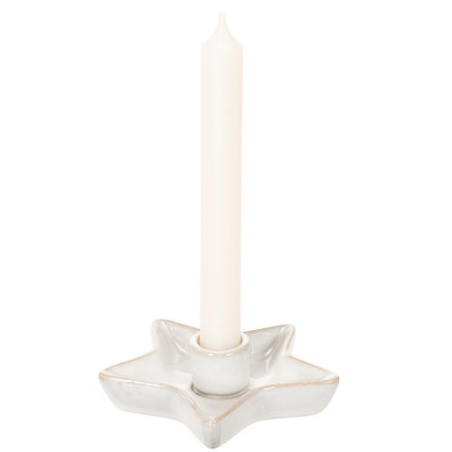 Kerámia csillag alakú gyertyatartó, fehér, kúpos gyertyákhoz, 12 cm, 2 darab | Floristik24.hu