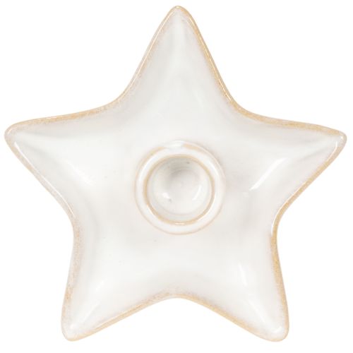 Kerámia csillag alakú gyertyatartó, fehér, kúpos gyertyákhoz, 12 cm, 2 darab | Floristik24.hu