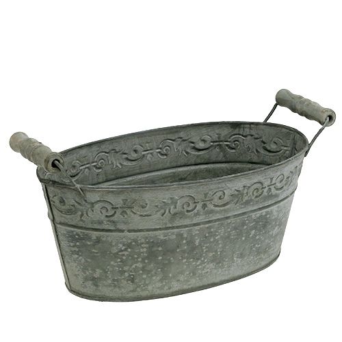 Floristik24 Cink ovális tál 25cm x 13,5cm H10,5cm