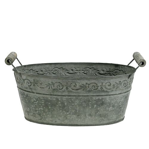 Floristik24 Cink ovális tál 25cm x 13,5cm H10,5cm