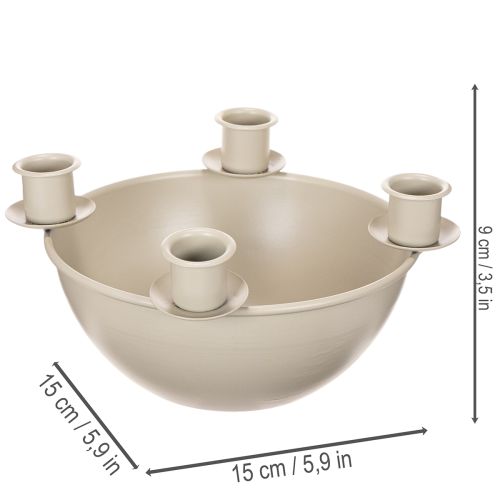 Mécsestartó 4 db-os foglalattal, modern adventi koszorú, bézs, 15 cm | Floristik24.hu