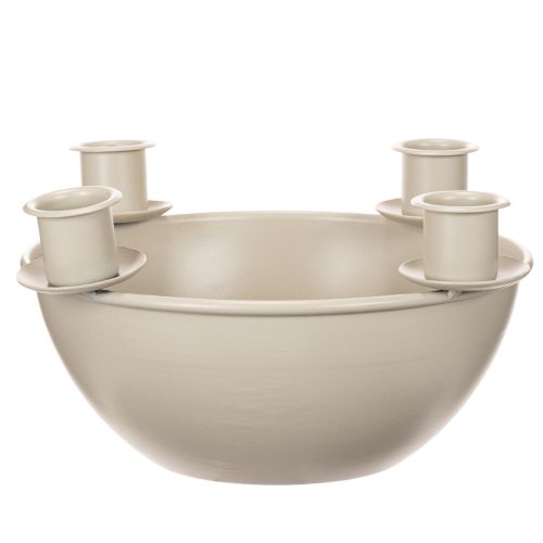 Mécsestartó 4 db-os foglalattal, modern adventi koszorú, bézs, 15 cm | Floristik24.hu