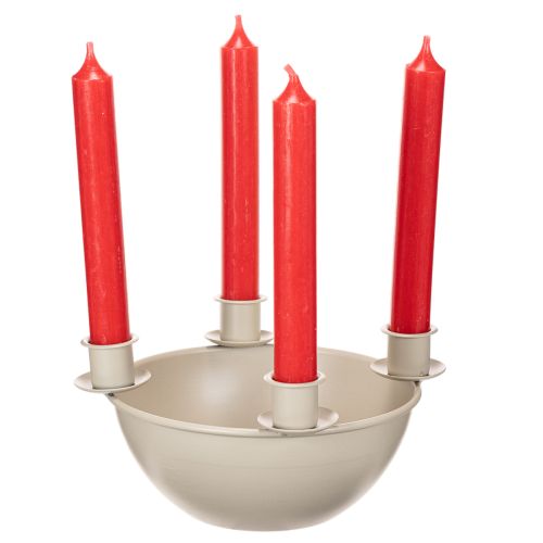 Mécsestartó 4 db-os foglalattal, modern adventi koszorú, bézs, 15 cm | Floristik24.hu