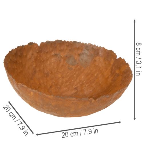 Kerek fémtál rozsdahatású texturált felülettel, 20 cm | Floristik24.hu