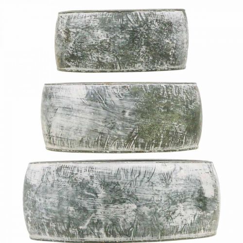 Floristik24 Dekoratív fémtál kerek szürke Ø22/18,5/14,5cm