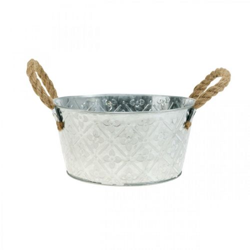 Floristik24 Ültetőtál, fém cserép virágmintával, virágcserép füllel Ø18cm