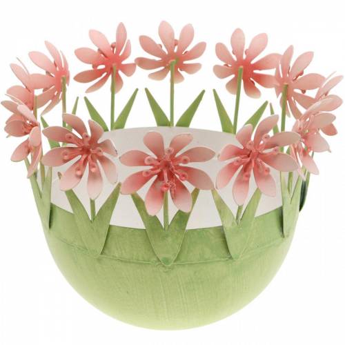 Floristik24 Növénytál, tavaszi dekoráció, fém tál virágdíszítéssel, húsvéti kosár