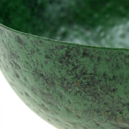 Floristik24 Dekoratív tál fém zöld asztali dekoráció Vintage Ø21cm