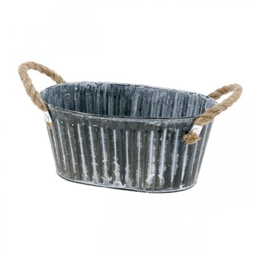 Floristik24 Fém növénytál, virágtál ültetéshez, dekortál fogantyúval L22,5 cm